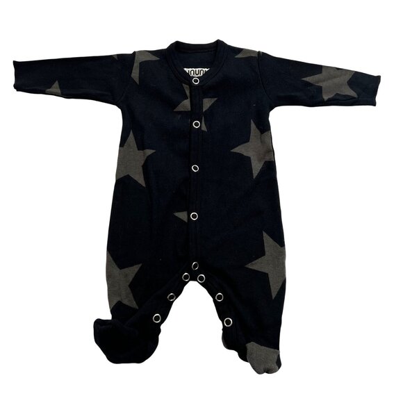 Nununu Star Footed Overalls in Black - Picture 1 of 4